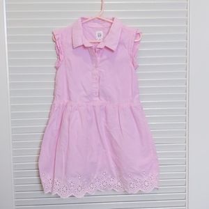 Baby Gap Cotton Shirt Dress Pink Eyelet Trim